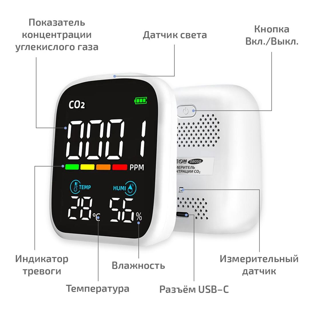 МЕГЕОН 08050 Измеритель концентрации углекислого газа (СО2) с функцией термогигрометра фото