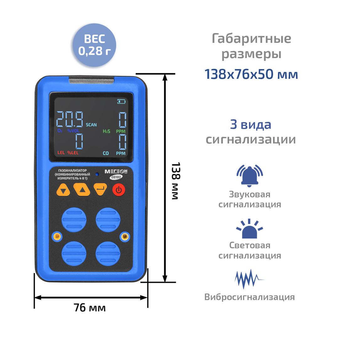 МЕГЕОН 08180 Газоанализатор (комбинированный измеритель 4 в 1)