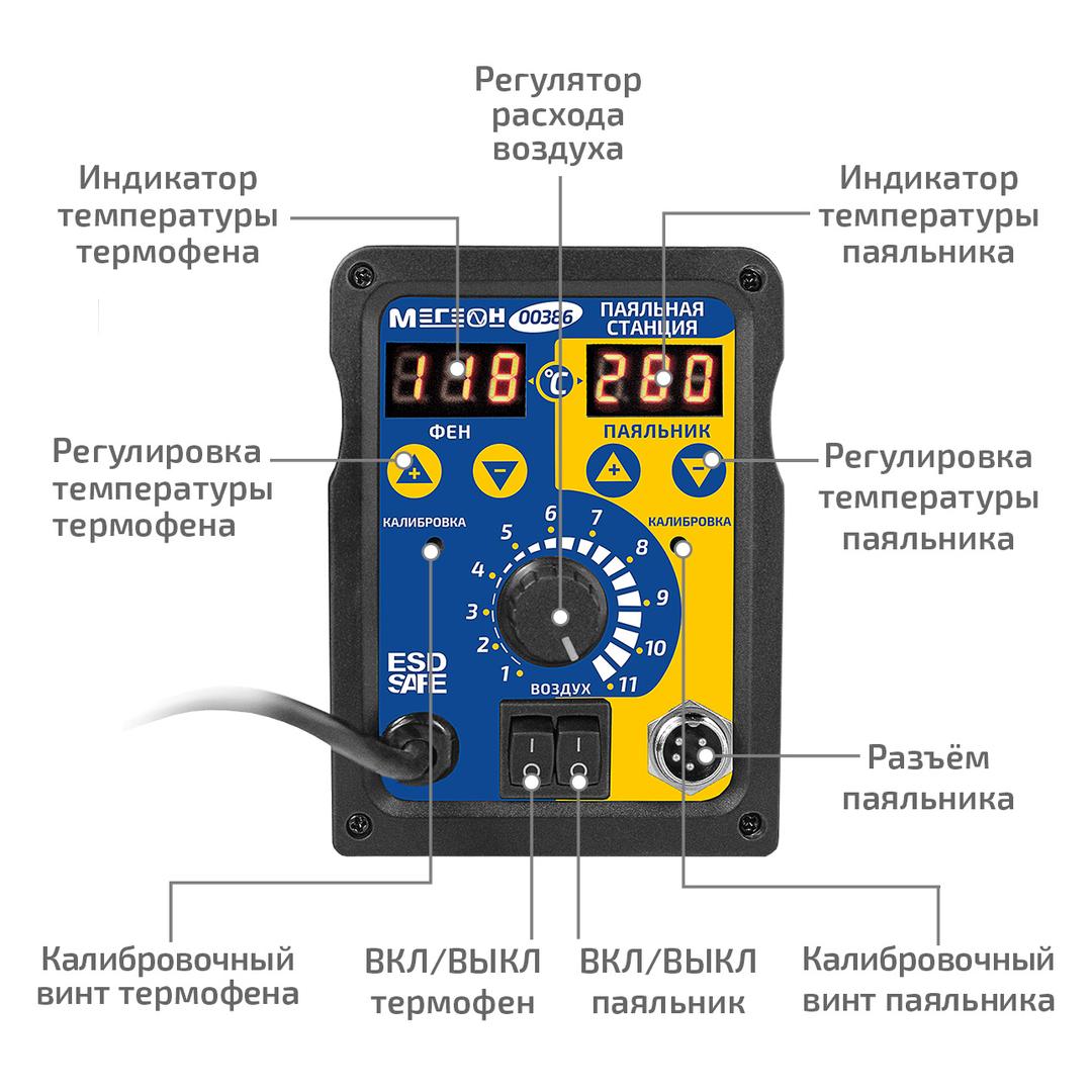 МЕГЕОН 00386 Паяльная станция 2 в 1