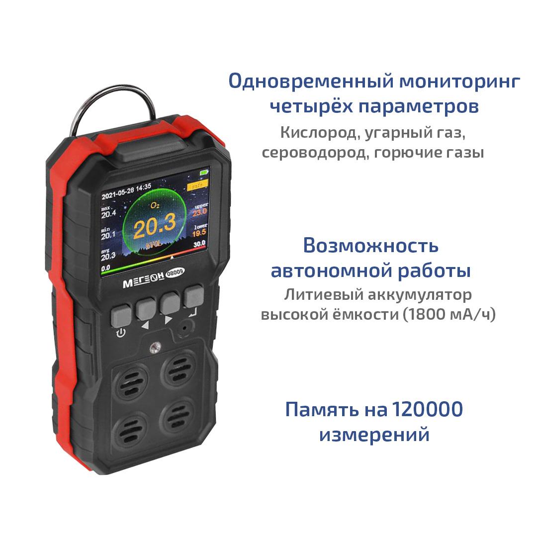 МЕГЕОН 08009 Газоанализатор (комбинированный измеритель 4 в 1)